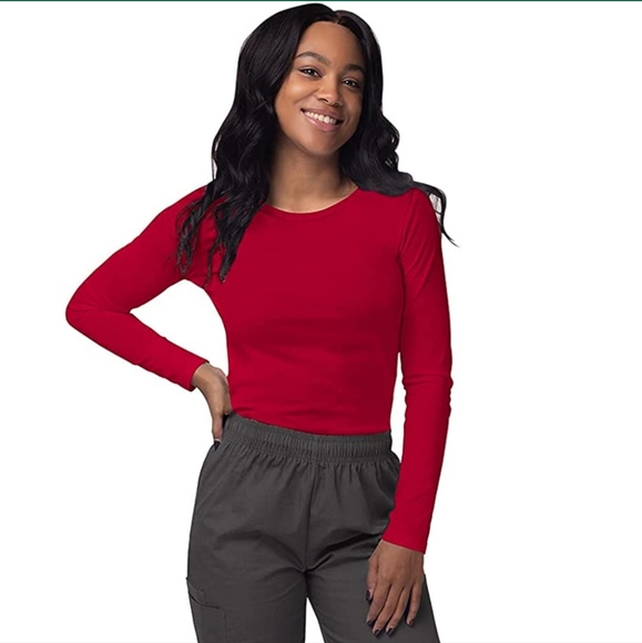 Red Long-Sleeved Cotton Top - Picture 2 of 7